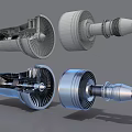 Industrial Equipment Turbine Jet Engine Internal Structure 3D Model With Different Angle Views