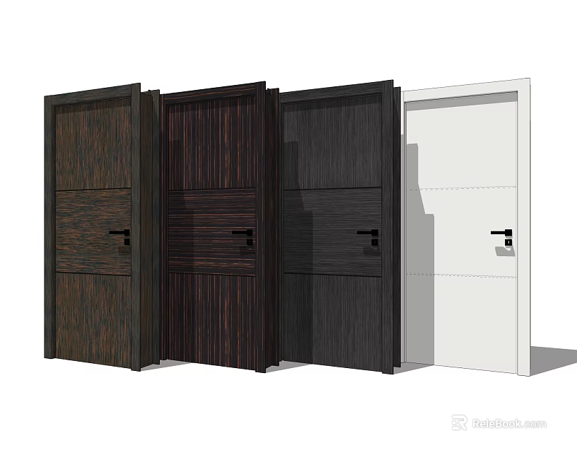 Various Wooden and White Hinged Doors in Different Styles for Home Interior 3d model 