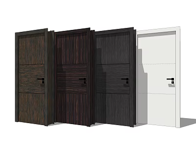 Various Wooden and White Hinged Doors in Different Styles for Home Interior 3d model