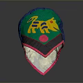 Colorful Cloth Hat With Green Blue Fabric Yellow Animal Pattern And Pink Edge Trim