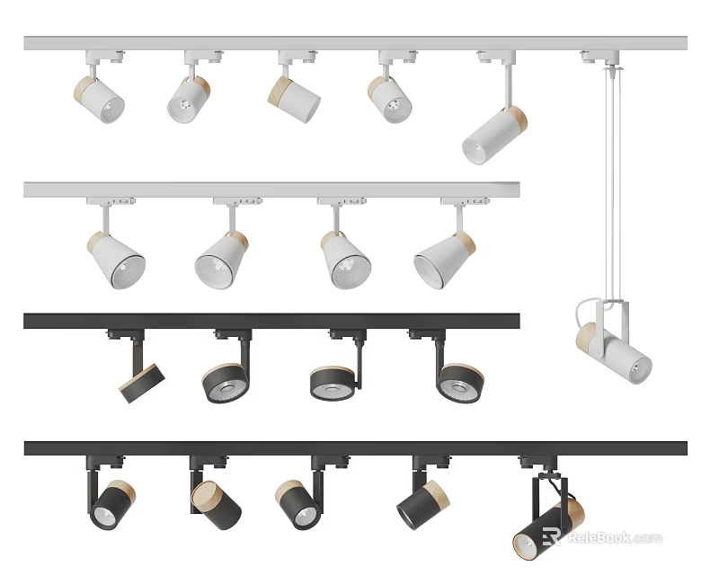 Modern Downlights and Spotlights Track Mounted Various Styles Multiple Designs 3d model 