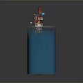 3D Architectural Structure Model With Blue Base And Multi Level Components