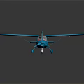 Blue Passenger Plane With Single Engine Long Wings Cockpit Windows And Reflection On Black Background 3d model