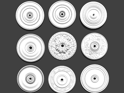 Various Decorative Ceiling Medallions Featuring Ornate Classic And Modern Designs 3d model