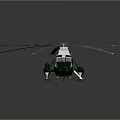 Green And White Helicopter Exterior With American Flag And Rotors Design
