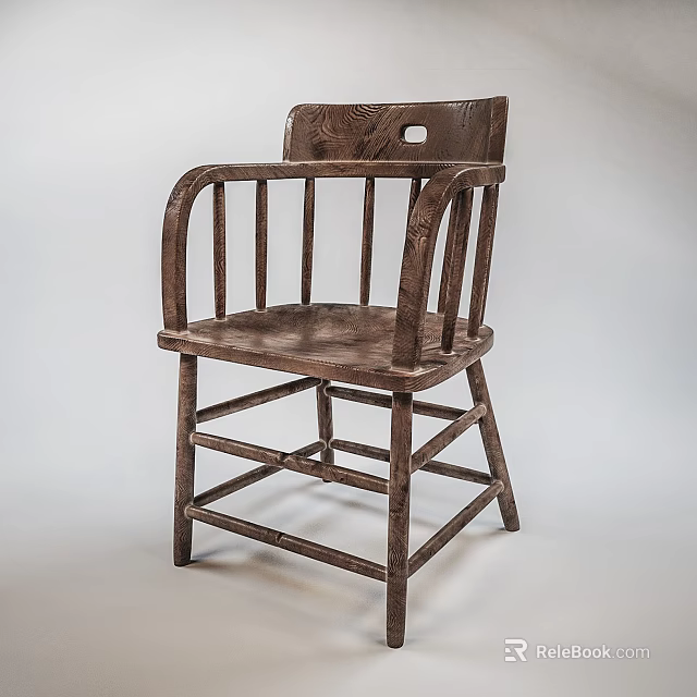 Classic Wooden Armchair With Sturdy Armrests And Solid Wood Structure 3d model