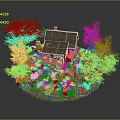 Miniature Wooden House with Trees Grass Stream Stone Bridge and Stones as Home Decorative Item