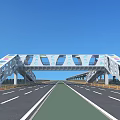 Modern Bridge Design Featuring Unique Structure Colorful Dots Road Underneath Blue Sky 3d model