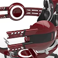 Red Mechanical Gaming Seat With Ergonomic Design And Circular Armrests
