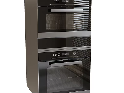 Sleek Modern Built In Kitchen Appliances With Two Tier Oven And Digital Control Panel 3d model