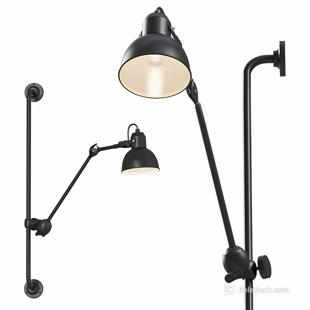 Stylish Modern Black Adjustable Arm Wall Lamp For Home Interior Lighting 3d model 