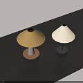 Two Stylish Table Lamps With Yellow Shade Wooden Base And White Pleated Shade Black Base