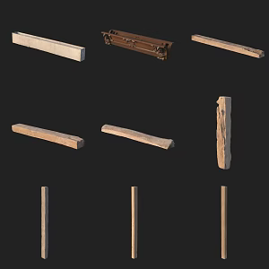 Building component strip stone wood carving 3d model