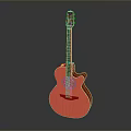 Orange Acoustic Guitar As Household Living Item With Glossy Body And Wooden Fretboard