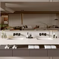 Modern Bathroom Vanity Cabinet With Double Sinks Large Mirror And Organized Towels Toiletries