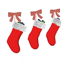 Red Christmas Stocking Decorative Ornament Set With White Faux Fur Trim And Plaid Bows
