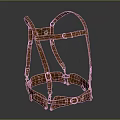 Brown Leather Horse Harness With Adjustable Straps Metal Rings And Decorative Buckles
