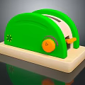 Green Two Slice Toaster With Orange Knob And Cream Base Electronic Appliance