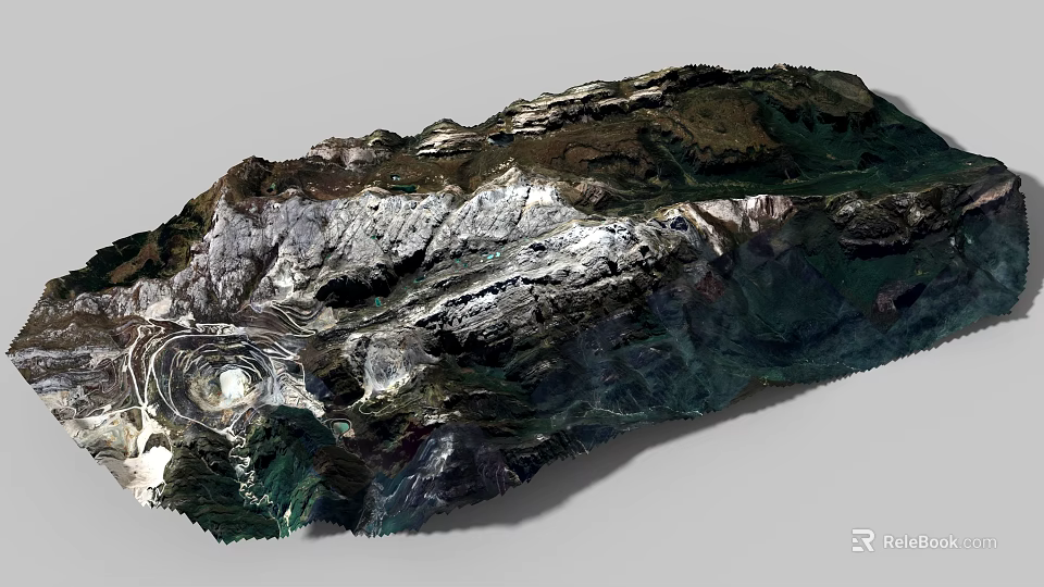 Natural Rockery Stone with Detailed Surface Texture and Green Plant Accents 3d model 