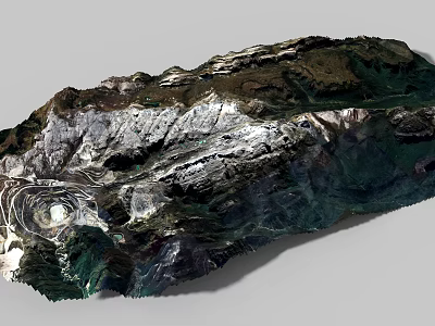 Natural Rockery Stone with Detailed Surface Texture and Green Plant Accents 3d model