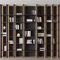 Modern Bookshelf Layered Interior With Books Decorative Items And Warm Lighting Accents
