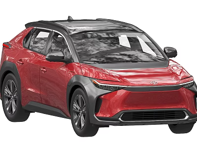 Red Modern SUV Car With Sleek Exterior Design LED Headlights And Black Roof 3d model