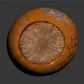 Orange Pumpkin with Colorful Graffiti Art Blue and Red Patterns Cut Top Revealing Fresh Interior