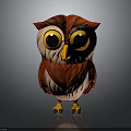 Cute Cartoon Owl Character With Red Beige Feathers Big Yellow Eyes Orange Beak