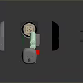 Disassembled Device Components with Black Parts Green Battery White Grey Cylindrical Pieces and Small Parts