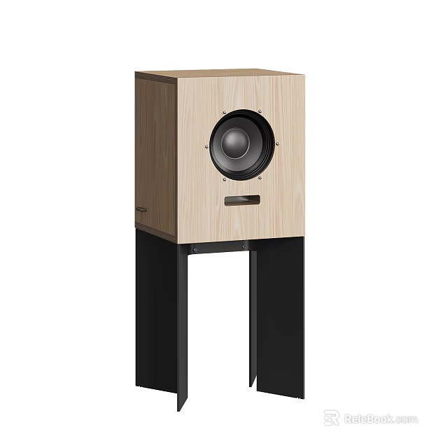 HiFi Premium Wooden Speaker With Circular Driver And Black Stand Design 3d model 