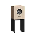 HiFi Premium Wooden Speaker With Circular Driver And Black Stand Design