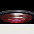Modern Stylish Ceiling Light With Multi Layered Wooden Frame And Silver Metal Ring