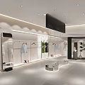 Modern Clothing Store Featuring Stylish Window Display Mannequins Green Plants And Glass Door