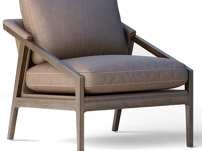 Modern Minimalist Brown Upholstered Single Sofa With Wooden Frame And Comfortable Seat 3d model