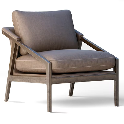 Modern Minimalist Brown Upholstered Single Sofa With Wooden Frame And Comfortable Seat 3d model