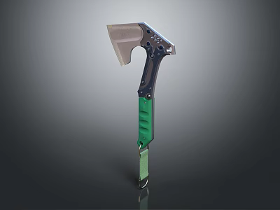 Green Handle Metal Axe Tool With Modern Design And Functional Features 3d model