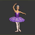 Young Female Ballet Dancer Wearing Purple Tutu With Tiara Performing Dance Pose