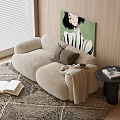 Modern Double Sofa Fabric Sofa Tail Sofa Carpet Pillow Blanket Carpet Pillow Sofa Decorative Painted Side 3d model