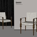 DANYI Modern Single Chair With Fabric Upholstery And Wooden Armrests