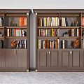 Classic Dark Brown Wooden Bookcase With Open Shelves Numerous Books And Decorative Items