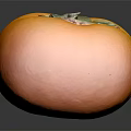 Ripe Persimmon Orange Round Fruit With Green Leaves On Top On Dark Background And Reflection