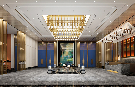 New Chinese Hall Foyer Lobby 3d model