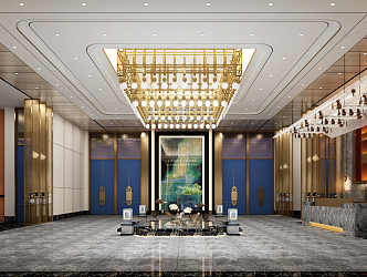 New Chinese Hall Foyer Lobby 3d model