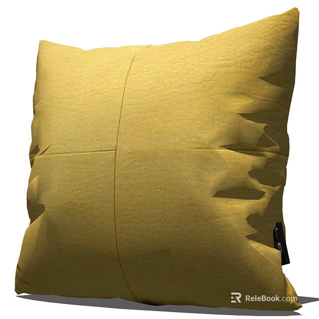 Soft Yellow Textured Pillow With Stitched Seam For Home Comfort 3d model 