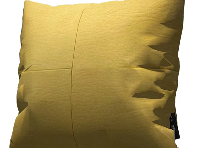 Soft Yellow Textured Pillow With Stitched Seam For Home Comfort 3d model
