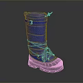 Stylish Blue High Top Boots With Black Laces And Sturdy Rubber Sole