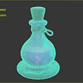 Magic Glass Bottle With Wooden Stopper Twine And Purple Blue Gradient Liquid On Round Base