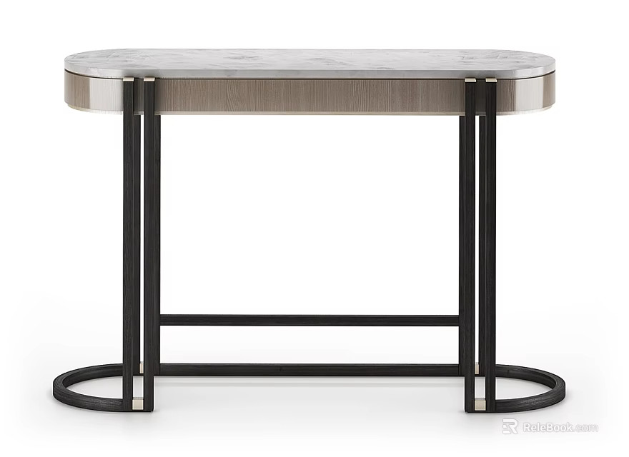 Modern Entryway Console Table With Black Metal Legs And Sleek Marble Top 3d model 