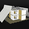 Two Story Container Building With Sloped White Roof Yellow Panels And Solar Panels