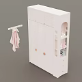 White Wardrobe with Double Doors Clothes Rail Pink Clothing and Storage Shelves